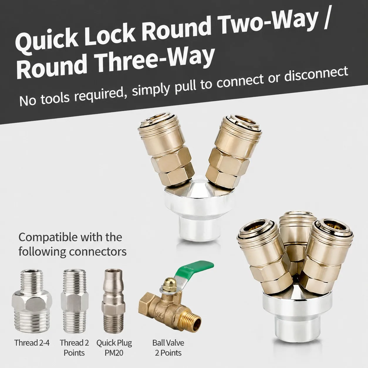 Pneumatic Connector For Air Compressor - SMV Round Two-way SMY Round Three-way Internal Thread Quick Connector - Pneumatic Tool