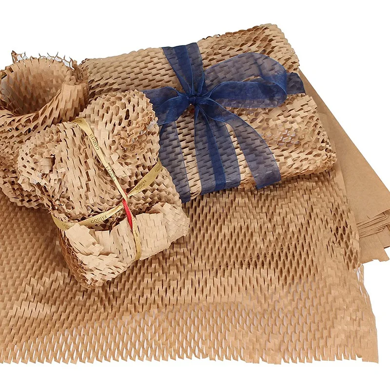 Recycled Packing Wrap 12X130 Inch Eco Honeycomb Wrapping Paper For Kraft Gift & Moving Replacing Bubble Moving Packaging