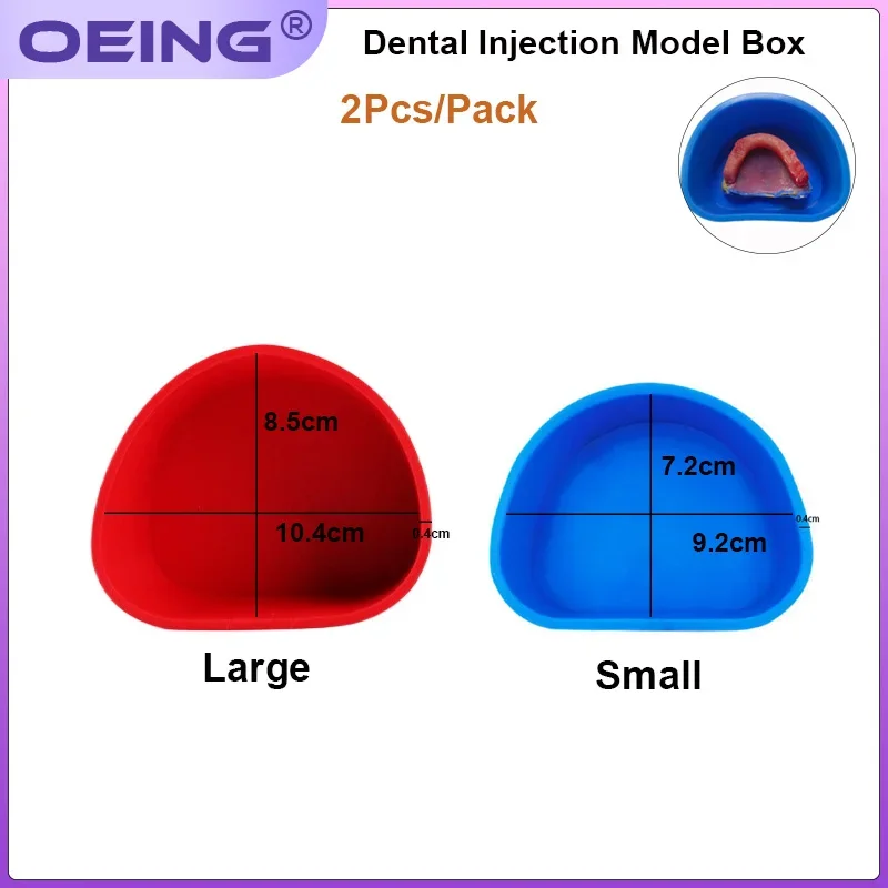 2Pcs Dental Injection Silicone Model Box Full Mouth Adsorption Denture Plastic Pallet Plaster Mixing Bowl Dentistry Tools