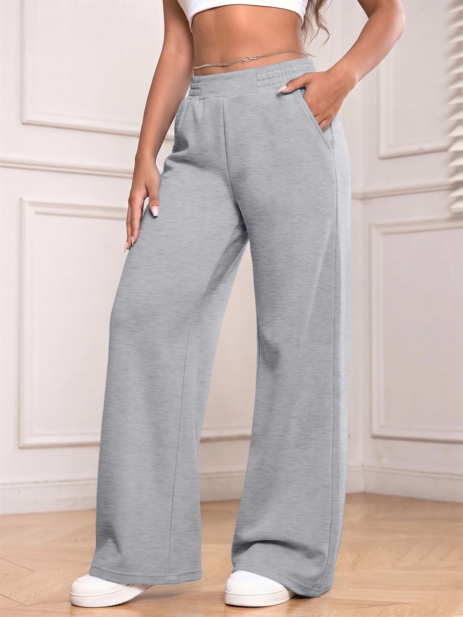 Gen‑Z Straight Sweatpants, Functional Side Pockets for Spring‑Fall Urban Stroll & Vacation Outfits