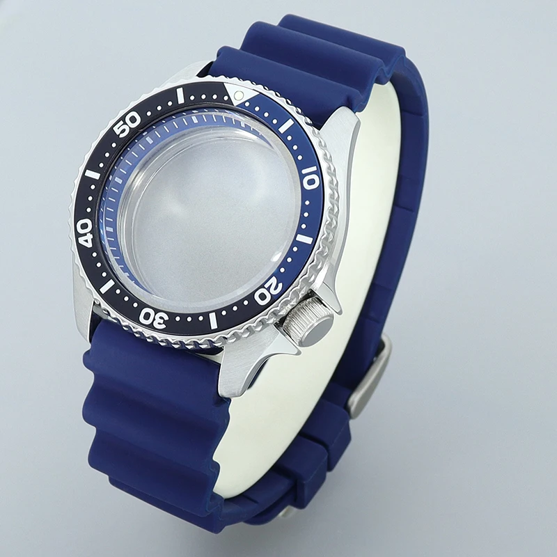 42mm Silver SKX 007 Watch Case Strap With Sapphire Glass For NH35 NH36 NH34 4R36 Movement 28.5mmDial Men Watch Case Repair Parts