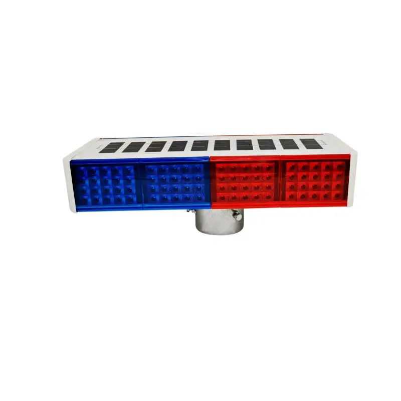 

High Quality Red and Blue Double Sided Flash Light Emitting Diode Traffic Signal Strobe Light Solar Signage Light
