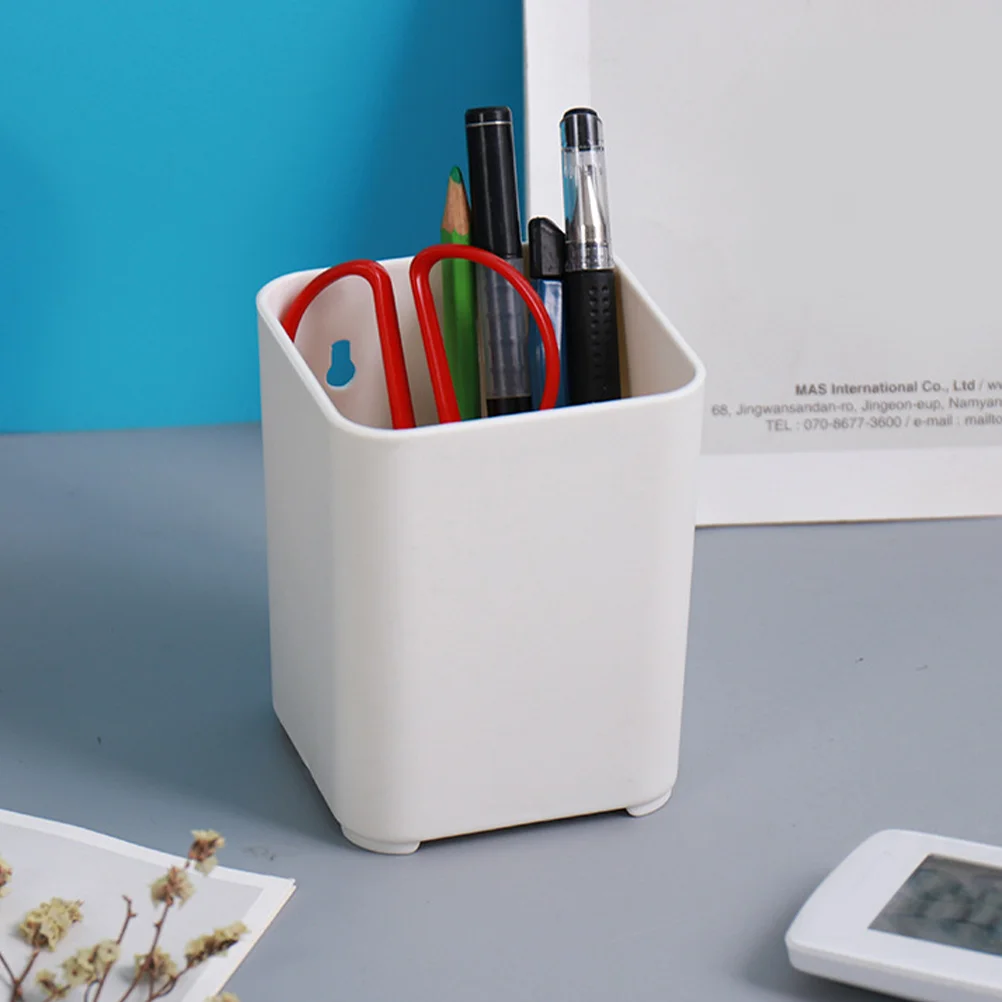 Paper Wall Storage Box Pencil Holder Desktop Remote Control Adhesive Towel Beige Pp Punch Free Organizer