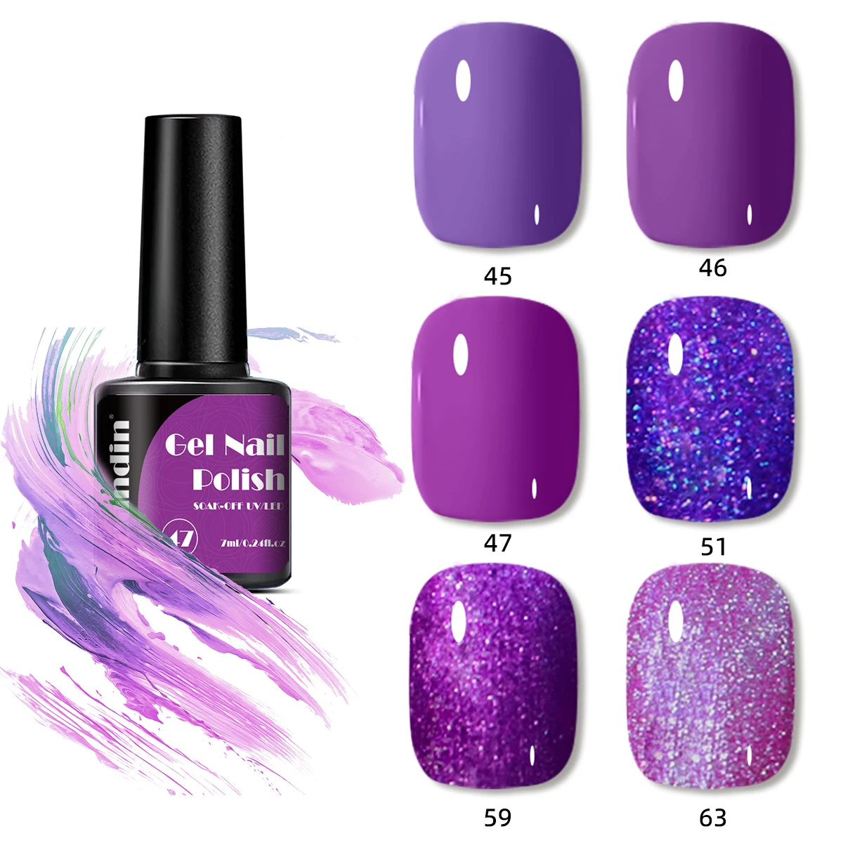 زجاجة Faandin 7 مل 1، طلاء أظافر جل بلون موحد، جل طلاء أظافر من سلسلة أرجوانية مختارة، مصباح الأشعة فوق البنفسجية سريع الجفاف، خالي من الكحول، لون كامل، ليس من السهل تشبع عالي، سهل التشبع في المنزل، يمكن استخدامه في صالونات الأظافر العناصر الأساسية، والمواعدة،