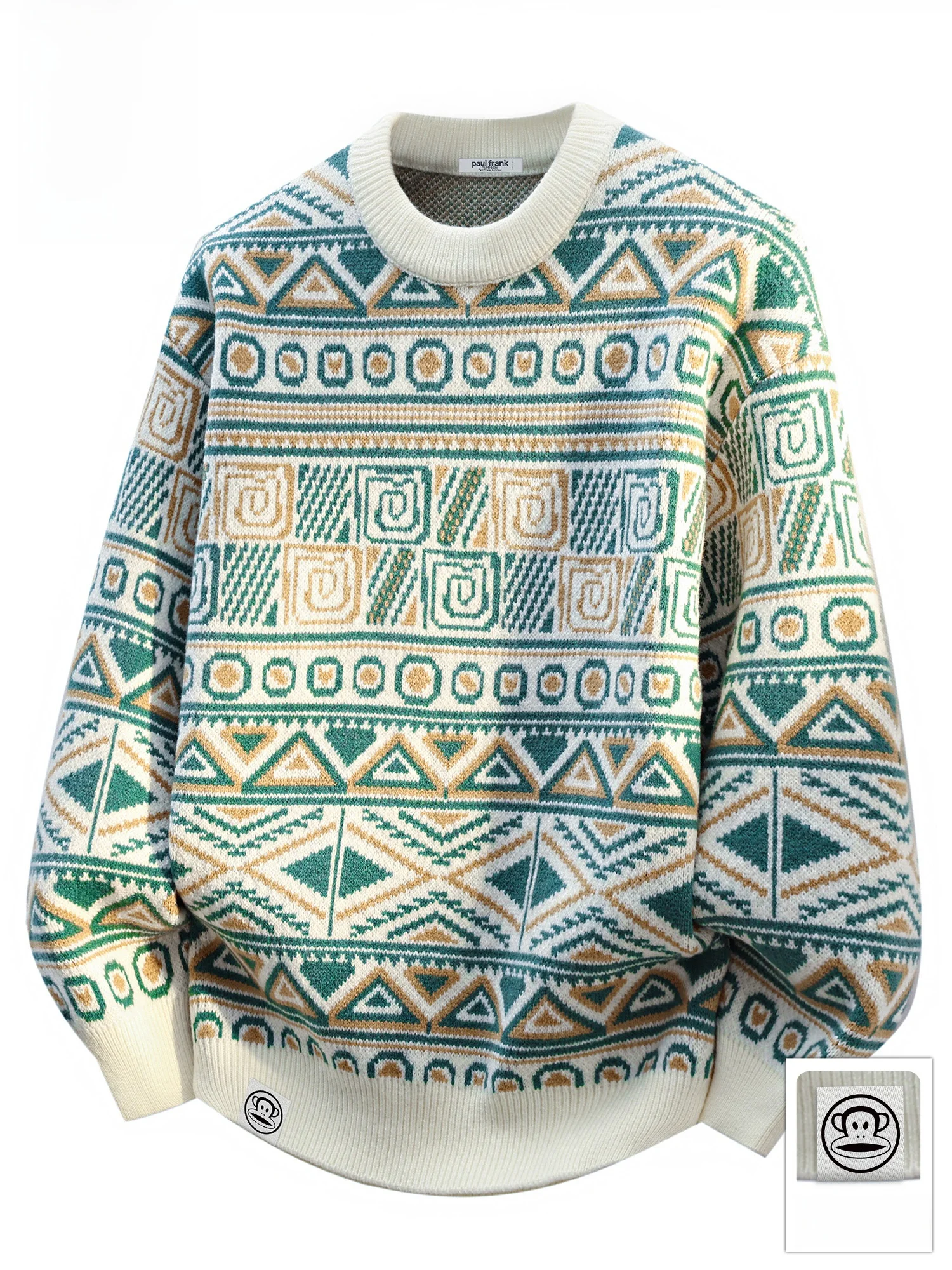 

Вязаный свитер Paul Frank M с круглым вырезом, повседневный, теплый, в стиле Fair Isle, зимний, модный, из мягкой смеси полиэстера, комфортный крой