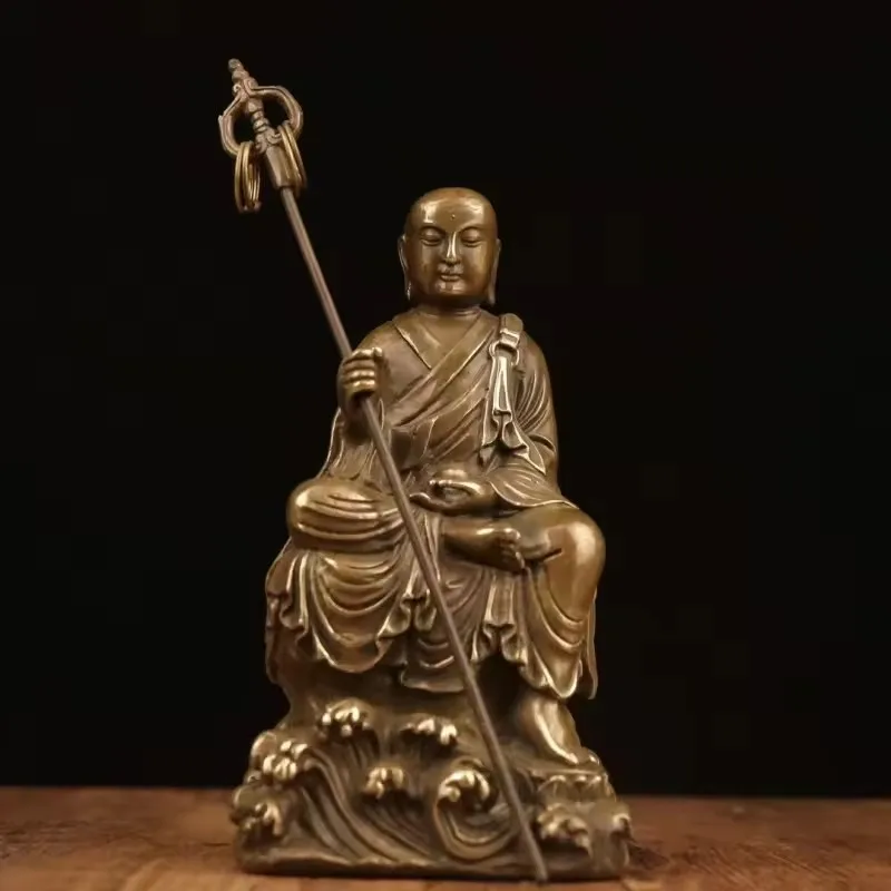Brass Ksitigarbha Buddha Statue Ornament Ksitigarbha Bodhisattva Statue Copper Statue Zen Living Room Home Furnishing Home Buddh