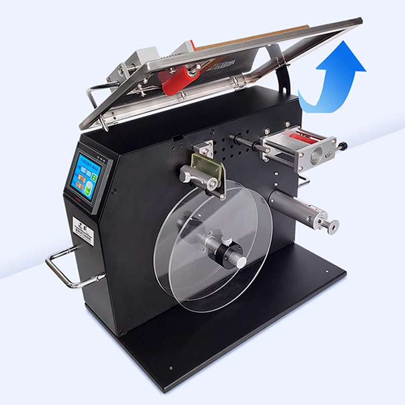 

Compact Semi-Automatic 90° Right-Angle Labeling Machine Corner Sealing Labeler for Transparent Roll Labels on Color Box Packagin