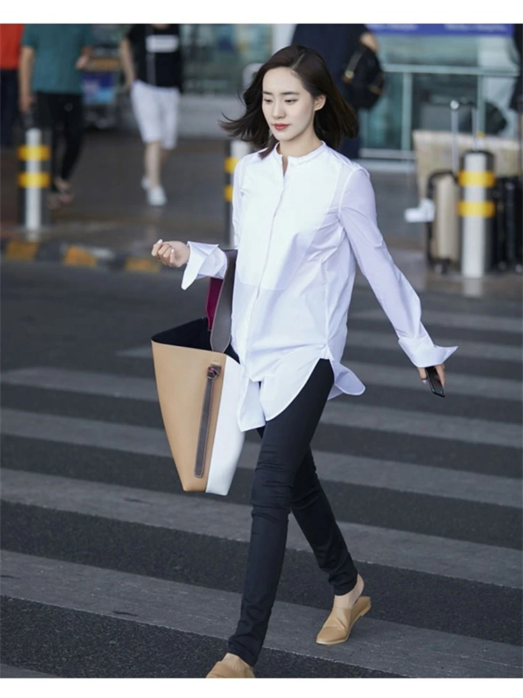 Summer Women Blouse Spring Shirt Female Woman Blouse Maxi Blusas Chiffon Casual Elegant Vintage Long Sleeve Oversize Loose White