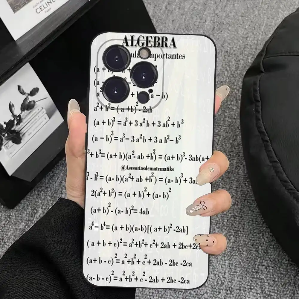 حافظة هاتف بصيغة الرياضيات الكيميائية لهاتف آيفون 17,16,15,14,13,12,11,Plus,Pro Max,XS,X,XR,SE,Mini,8,7,Soft غطاء أسود من السيليكون #3
