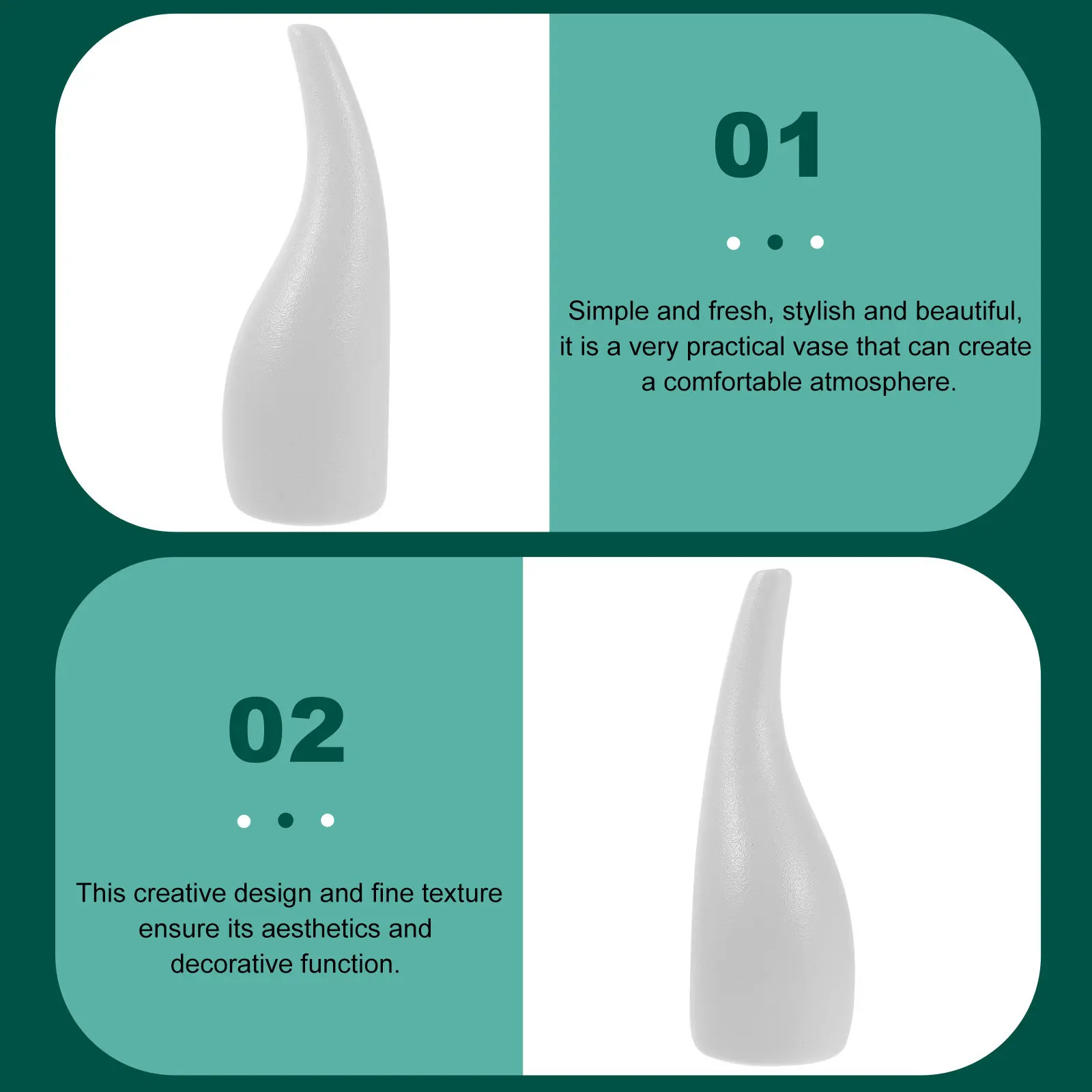 1Pcs White Ceramic Flower Vase Water Drop Shape Small Narrow Opening for Dried Flower Arrangement Office Desk Decor Home