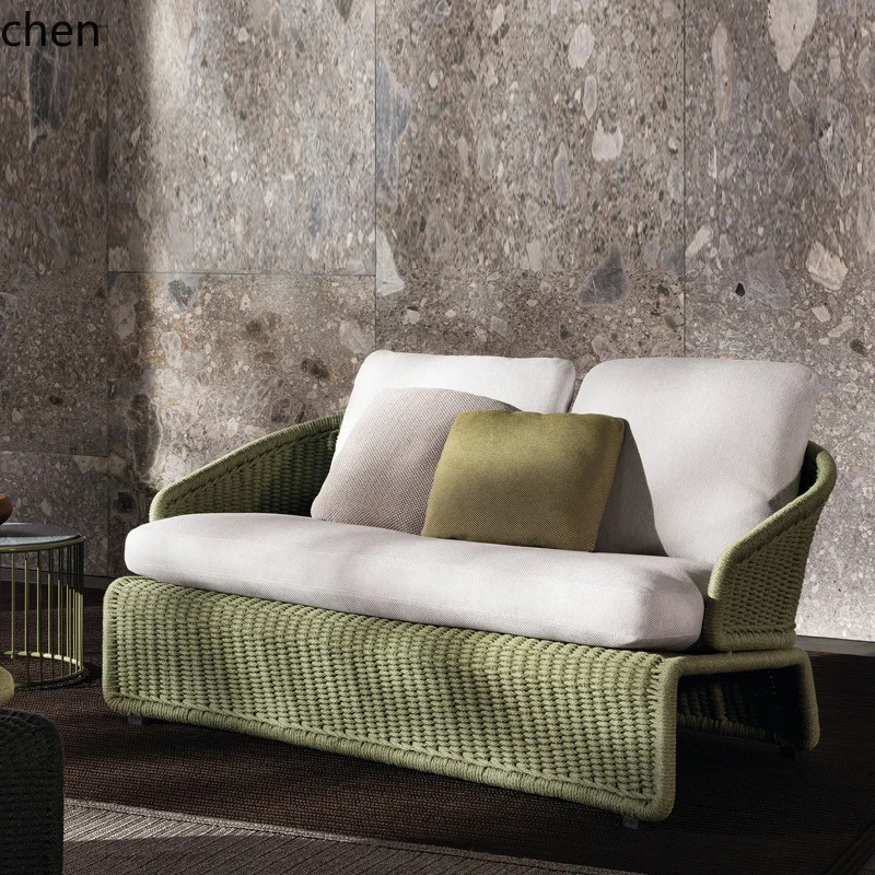 outdoor combination model room balcony layout rope braided rattan chair hemp rope sofa