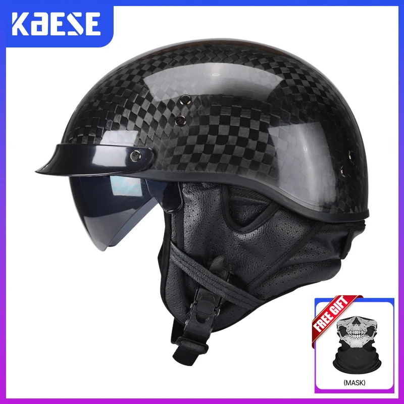 

Retro 12K carbon fiber helmet, ultra-light male cruise motorcycle half helmet, summer motorcycle ladle helmet, DOT certified
