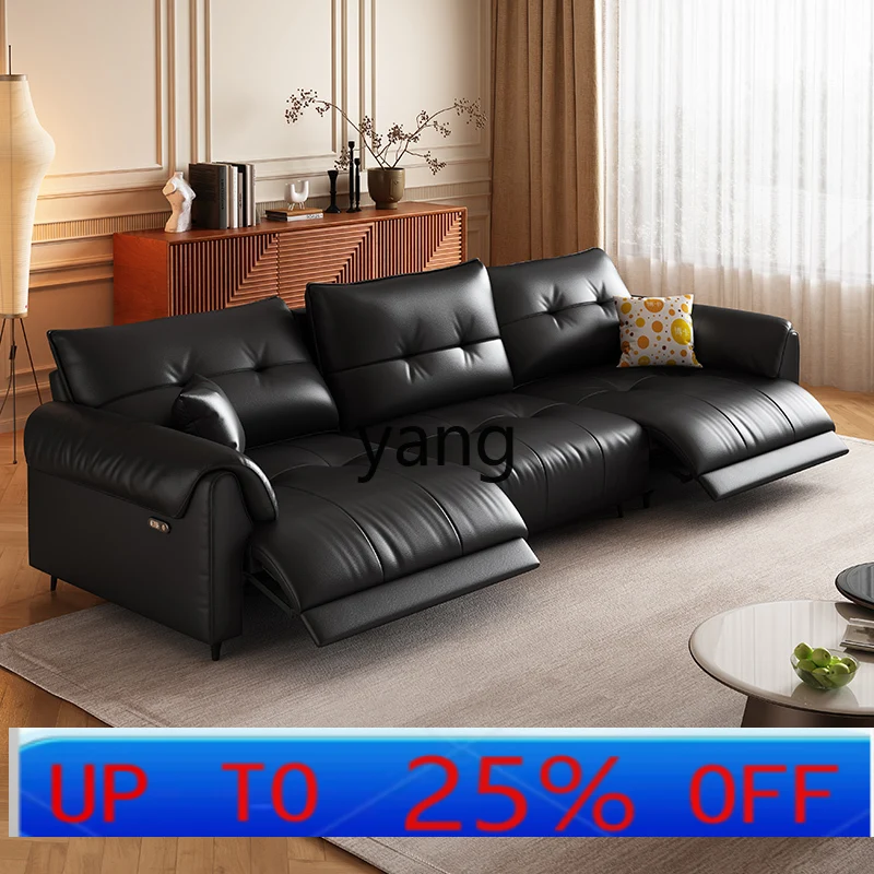 

Lh electric leather sofa Italian minimalist small apartment living room straight row functional sofa