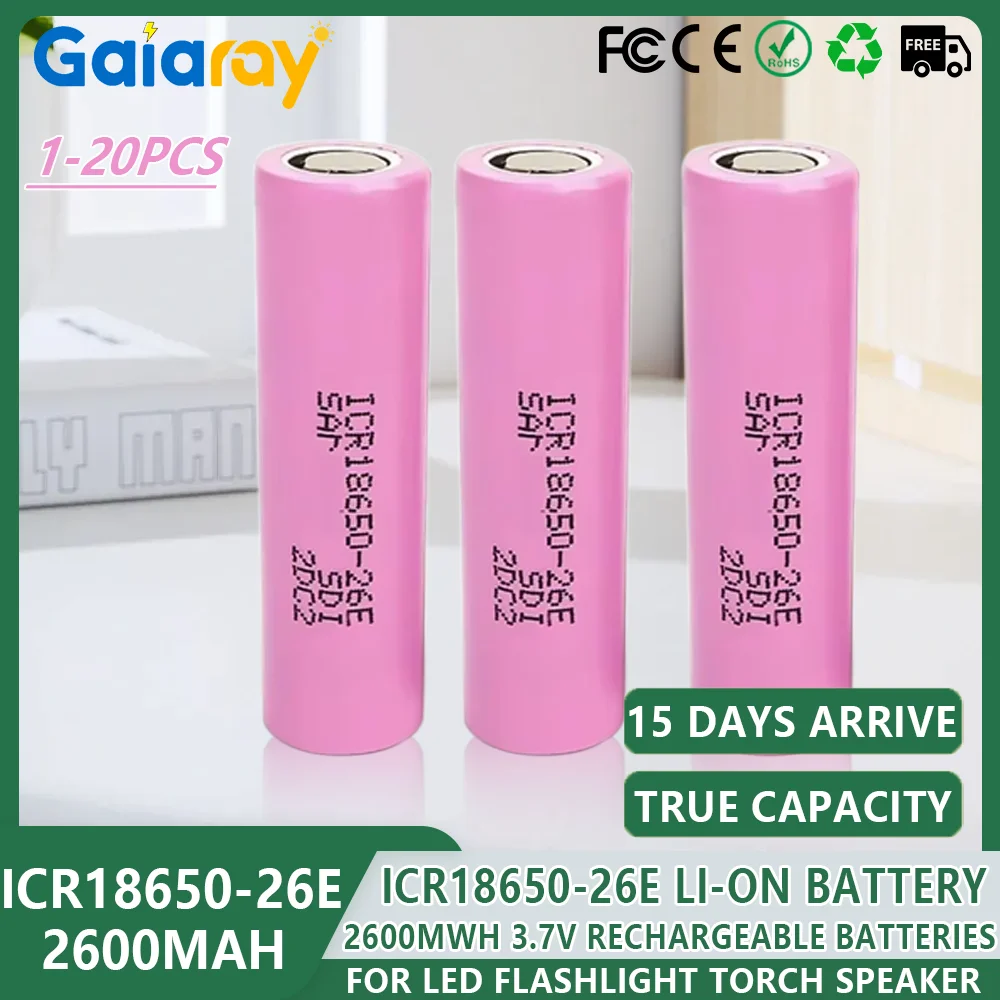 

18650 Литий-ионная аккумуляторная батарея 18650 2600 мАч 3,7 В Литий-ионная батарея ICR18650-26E Литий-ионная батарея с высоким разрядом 5C