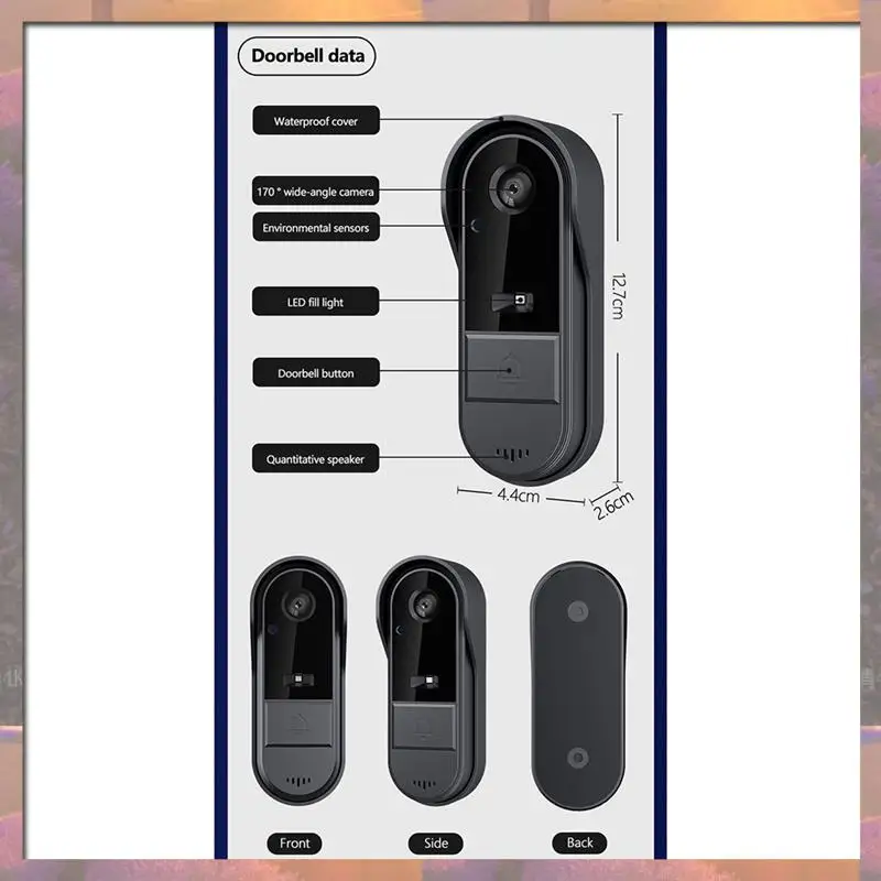 Лидер продаж, беспроводной водонепроницаемый визуальный дверной звонок, ИК-дверной звонок ночного видения HD 4,3-дюймовый IPS-экран, видео-умный домашний дверной звонок, камера