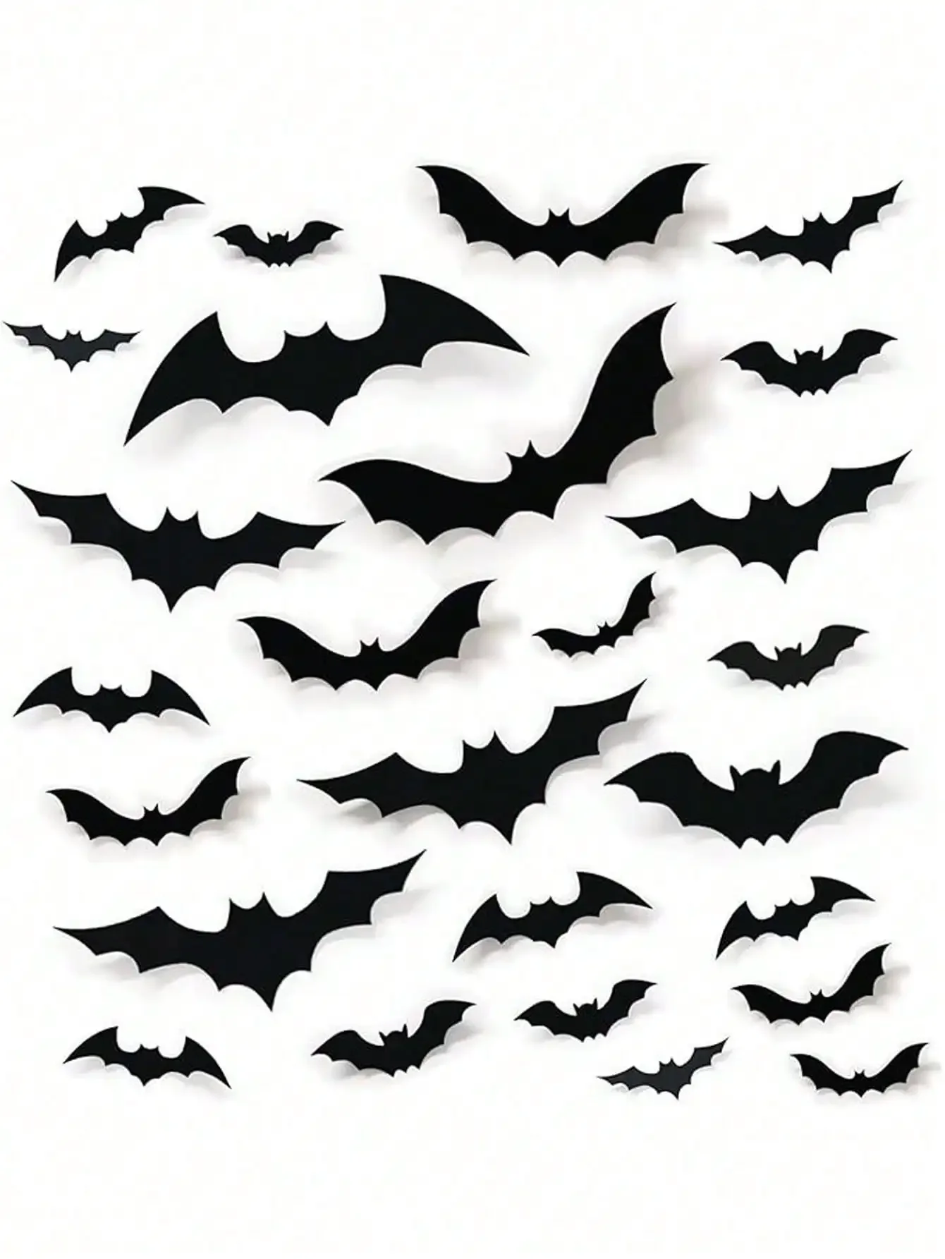 96/60/48/16 PCS 3D Bat Decor, 4 Sizes Reusable 3D Bat Stickers, Halloween Wall Decals Bathroom, Bar, Office, Indoor & Outdoor Party Supplies, With Black Hanging Witch Hat & Wizard Witch Decoration Accessories Yard, Porch & Home Decor