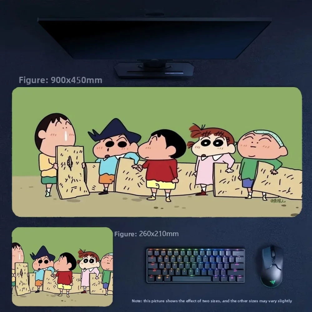 Animation Crayon Shin-chan and His Friends Leather Non-slip Mouse Pad Cartoon Crayon Shin Chan Family Vacation StyleTable Mat