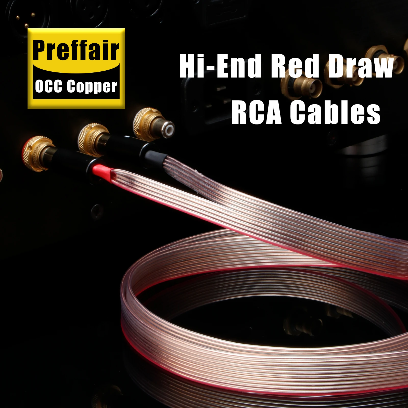 Preffair  6N OCC RCA Audio Cables 24K Gold Plated RCA Plugs Connector Cables for DAC/AMP/CD/DVD--1 Pair