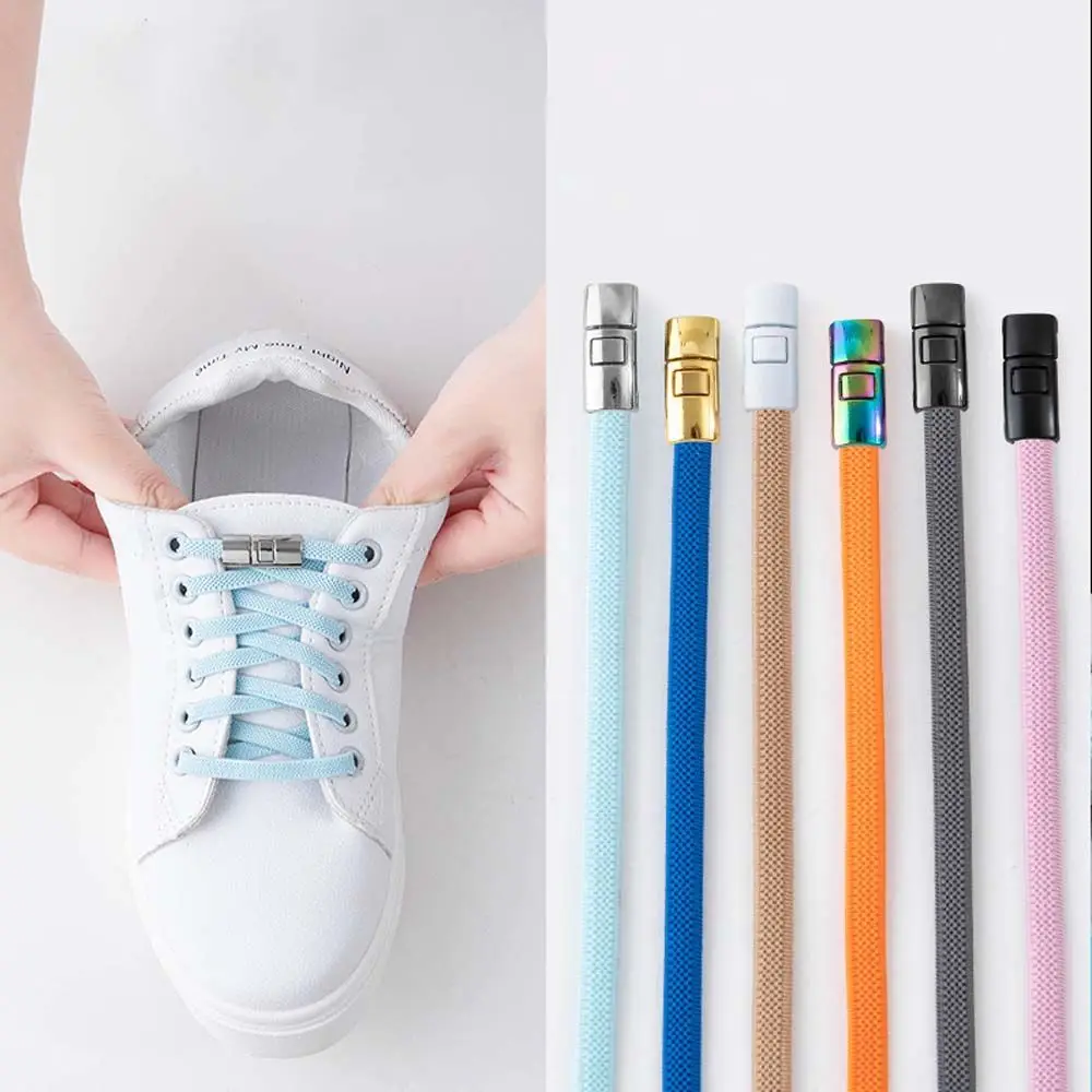 Creative No Tie Shoelaces Shoes Accessories Fast Lazy Laces Buckle Laces Clasp Shoelaces Metal Lock Sneakers Strings Snap