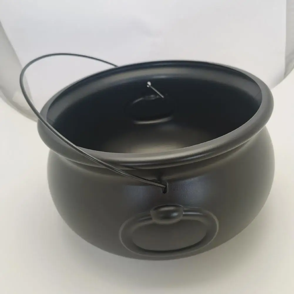 Halloween Cauldron Spooky Halloween Witch Cauldron Black Plastic Kettle Candy Holder for Party Decor Favors Trick-or-treat