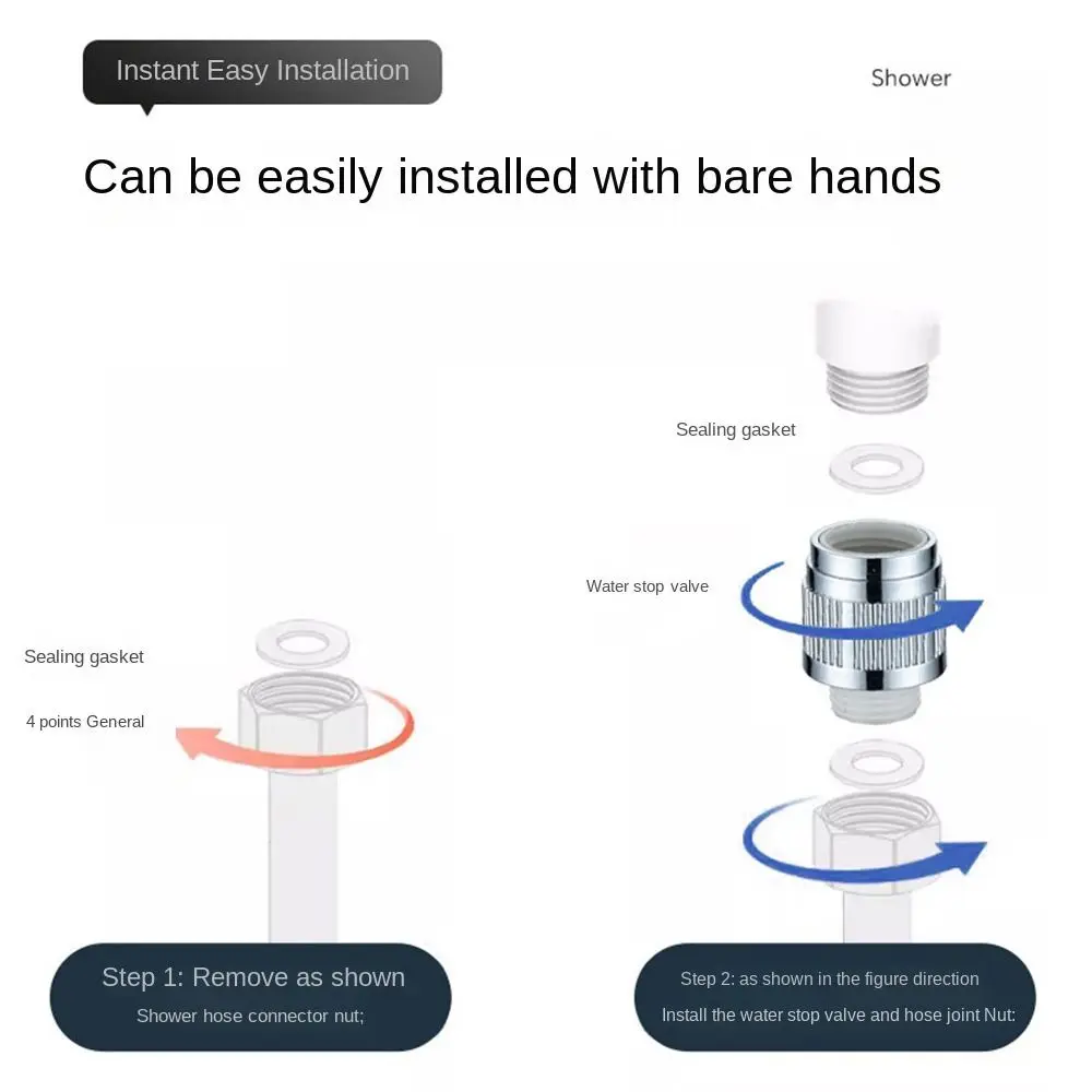 Adjust Shower Head Arm Diverter Flow Limiter Water Pressure Control Sprayer Shut-Off Switch Water Flow Regulator Bathroom Parts