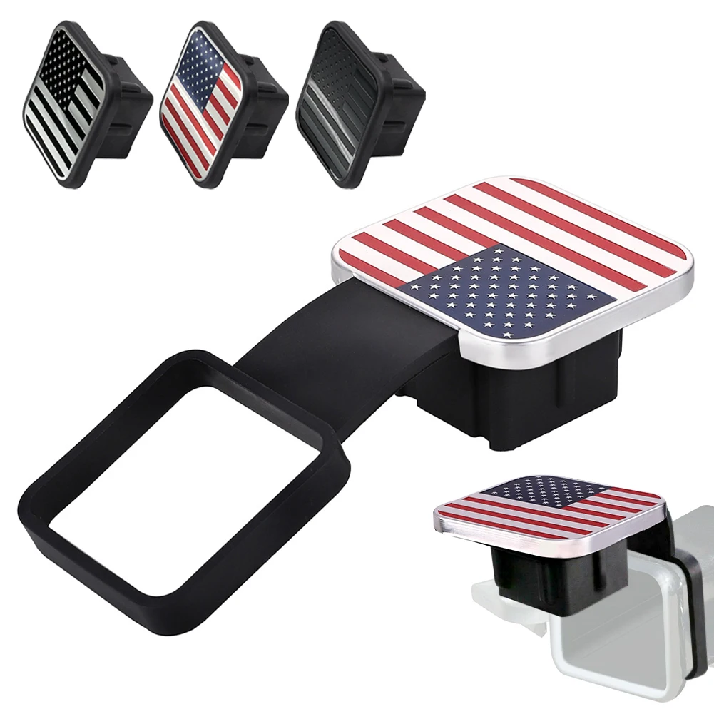 

Trailer Hitch Cover 2" Tow Rear Receiver Plug Cover USA Flag Emblem Hitch Cover for Toyota Ford Jeep Chevrolet Nissan Dodge Ram