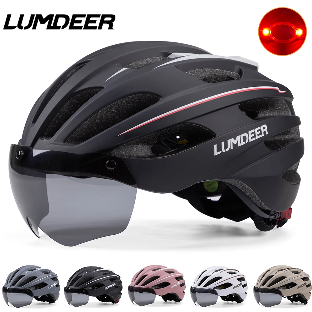 

LUMDEER новые велосипедные шлемы с магнитными очками, перезаряжаемый светодиодный задний фонарь для мужчин и женщин, велосипедный шлем, дорожный MTB велосипедный шлем