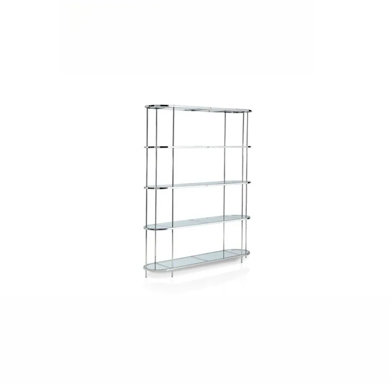 Simple stainless steel floor-to-ceiling display rack, glass clothing store shelf, light luxury transparent display cabinet rack