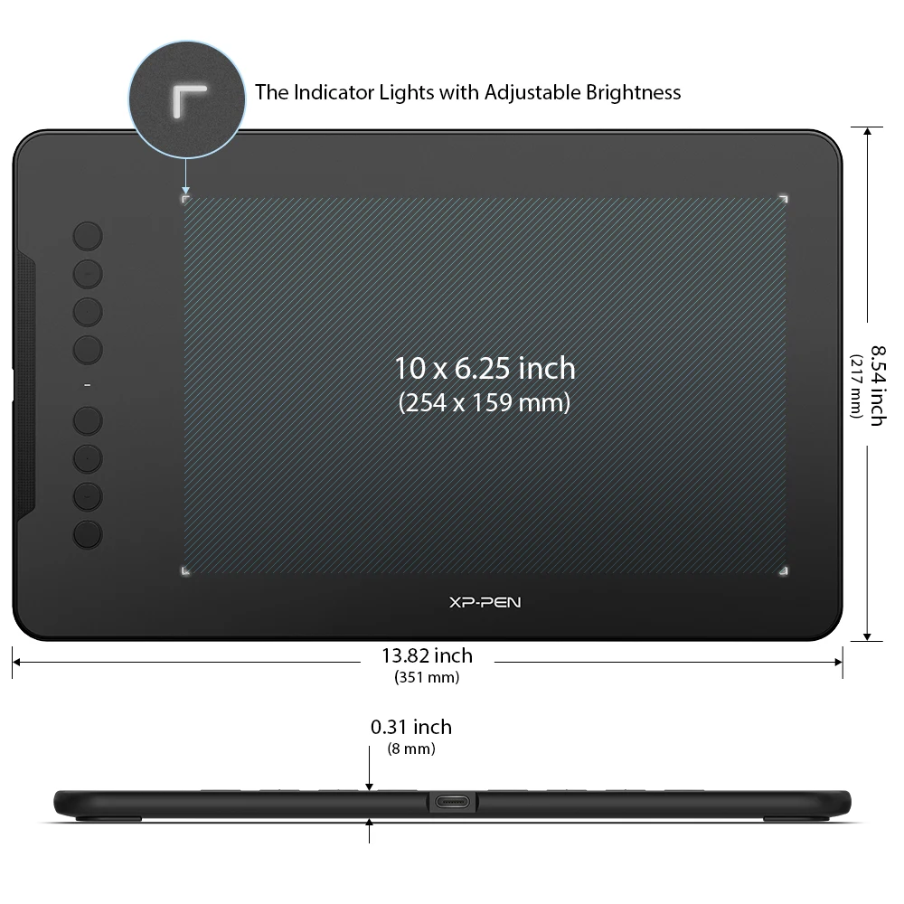 XP Pen Deco 01 V2 10x6.25 inch 8mm thick 8192 levels USB Digital Writing Graphic Drawing Tablet