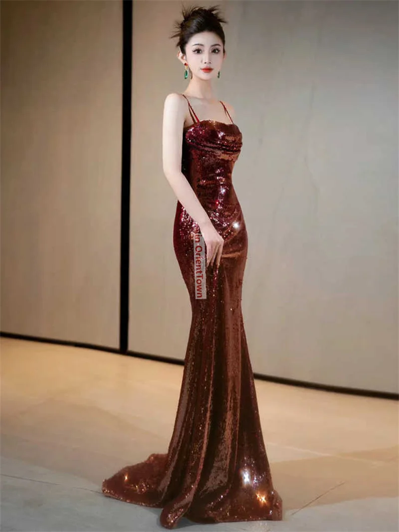 แนวโน้มยุโรปสายคล้องคอเลื่อม Party Toast ชุดหางปลาโฮสต์ชุดราตรีหรูหราภาษาฝรั่งเศสคําเจ้าสาวหมั้นเครื่องแต่งกาย TP067