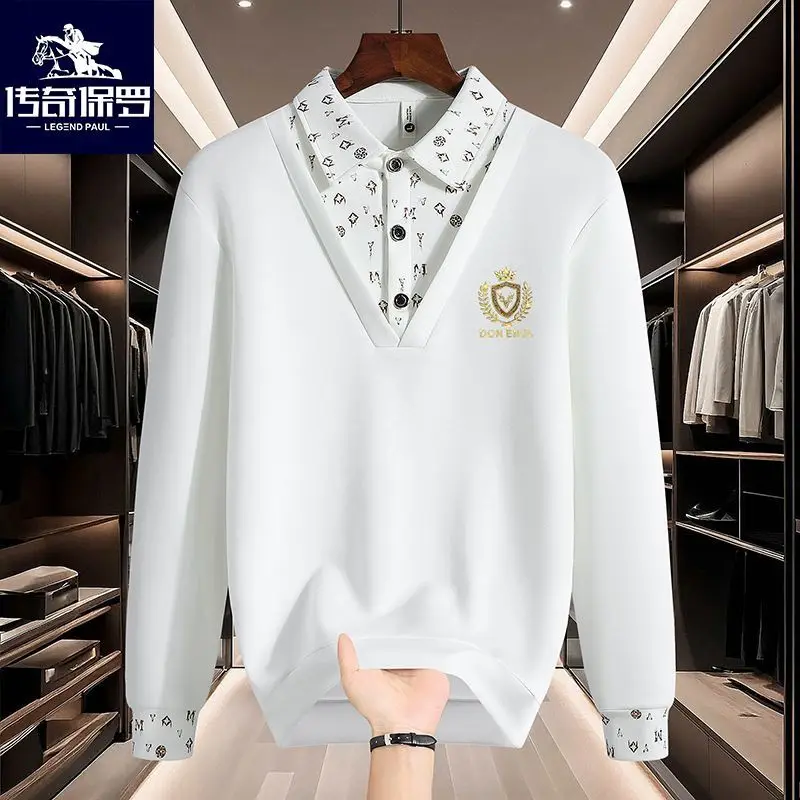 

Весенне-осенняя футболка с воротником рубашки, мужская повседневная европейская рубашка, одежда