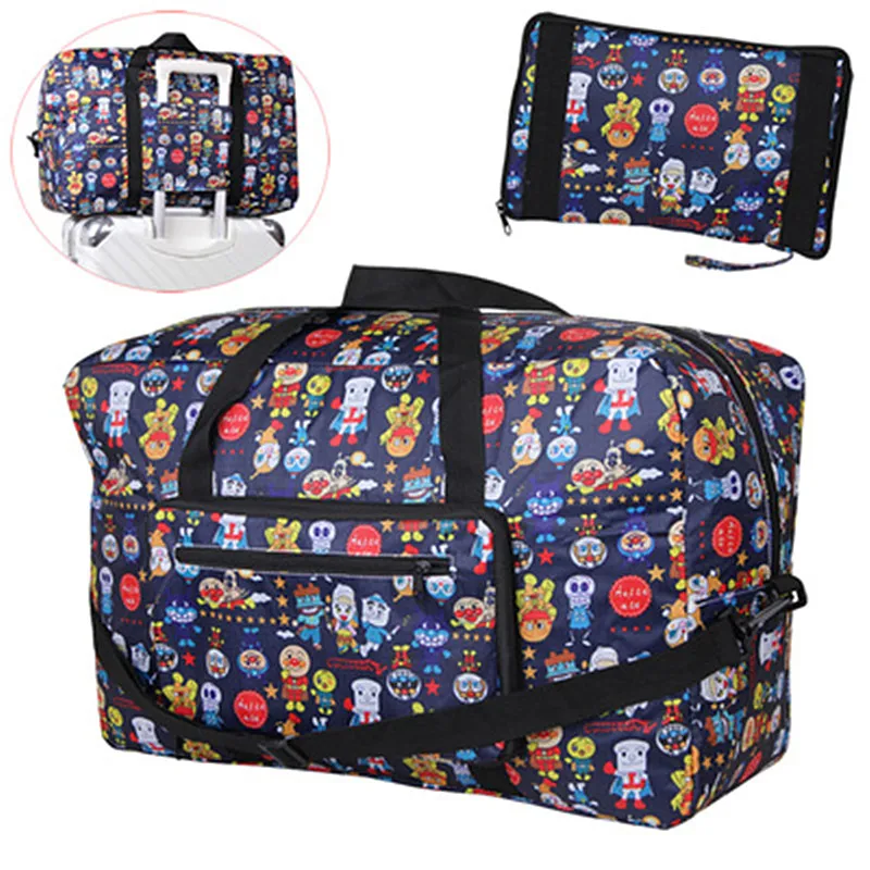 

New Cute Anime Anpanman Children Boys Big Waterproof Nylon Fold Travel Bags Luggage Kids Messenger Bag Duffle Bags For Women