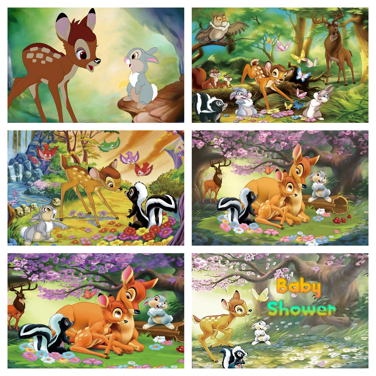 Bambi Photo Backdrop Background For Photography Baby Shower Kid's Birthday Party Decoration Props Supplies Banner Photoshoot