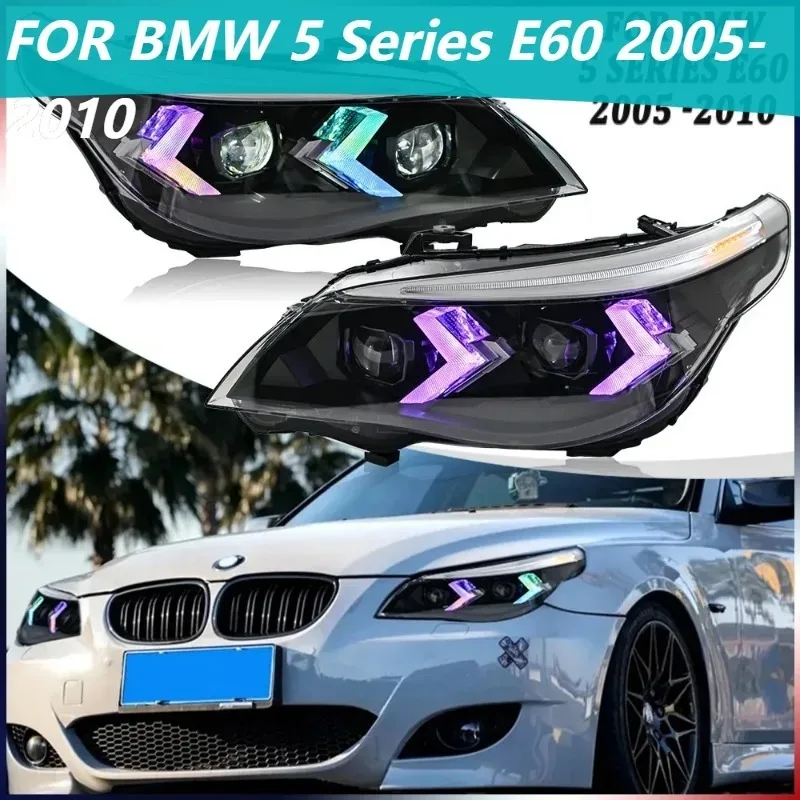 

For BMW 5 Series E60 RGB LED Headlights DRL Pair 2005-2010