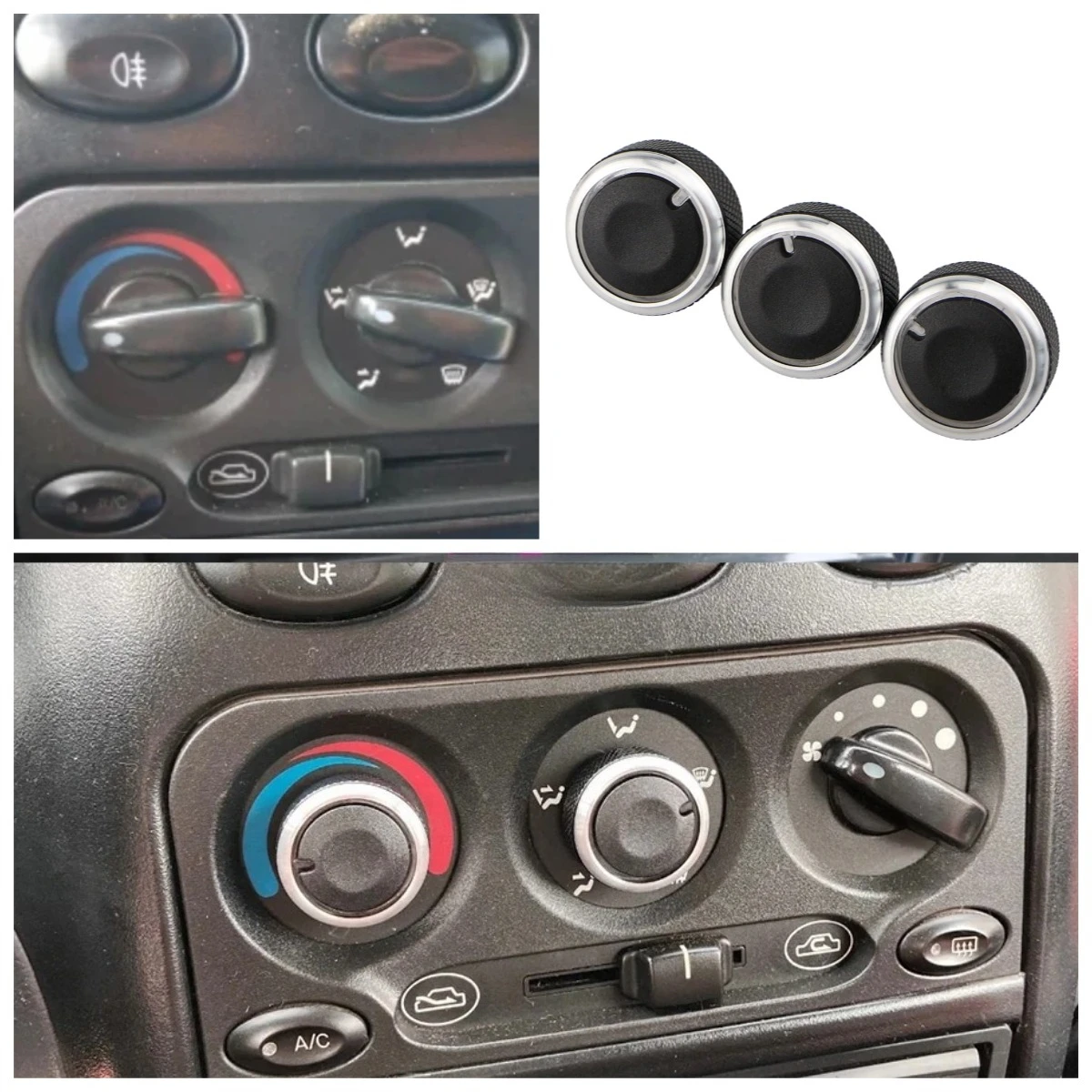 3pcs/set Car Air Condition Knob AC Switch Button Knob for Chevrolet Spark M100 M150 for Chery QQ3 QQ6 Accessories