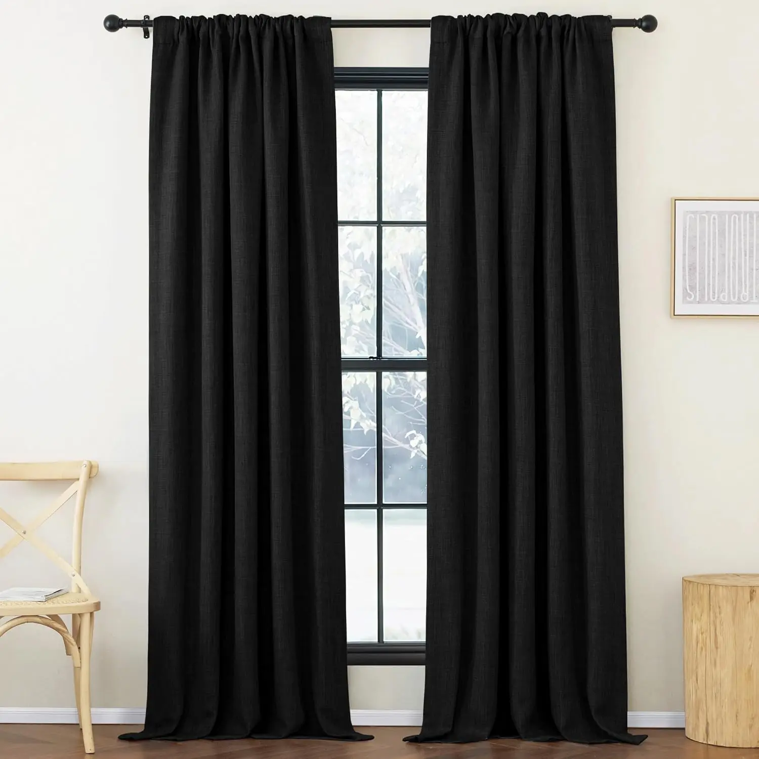 

Faux Linen Room Darkening Gold Brown Curtains for Living Room 2 Panels Set, Pinch Pleated Noise Reducing Thermal W50 x L84 inch