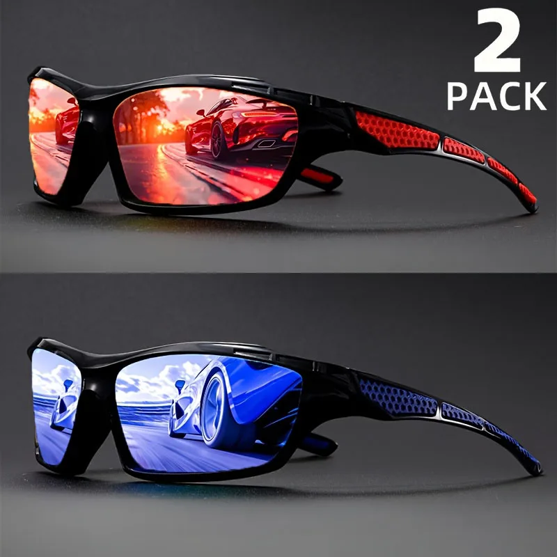 

2PCS Sports Polarized Sunglasses for Men Lightweight Night Vision Male Shades Cycling Driving Fishing Fashion Mirror Sunglass
