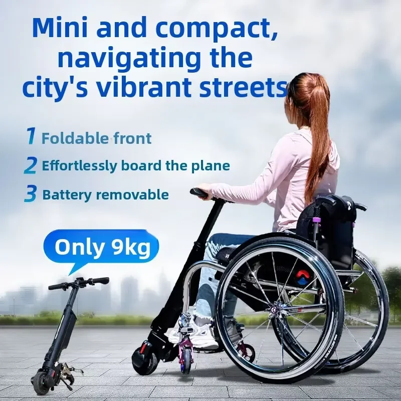 Foldable Electric Handcycle Portable Power-Assist Attachment for Hospital Use for Rehabilitation Equipment