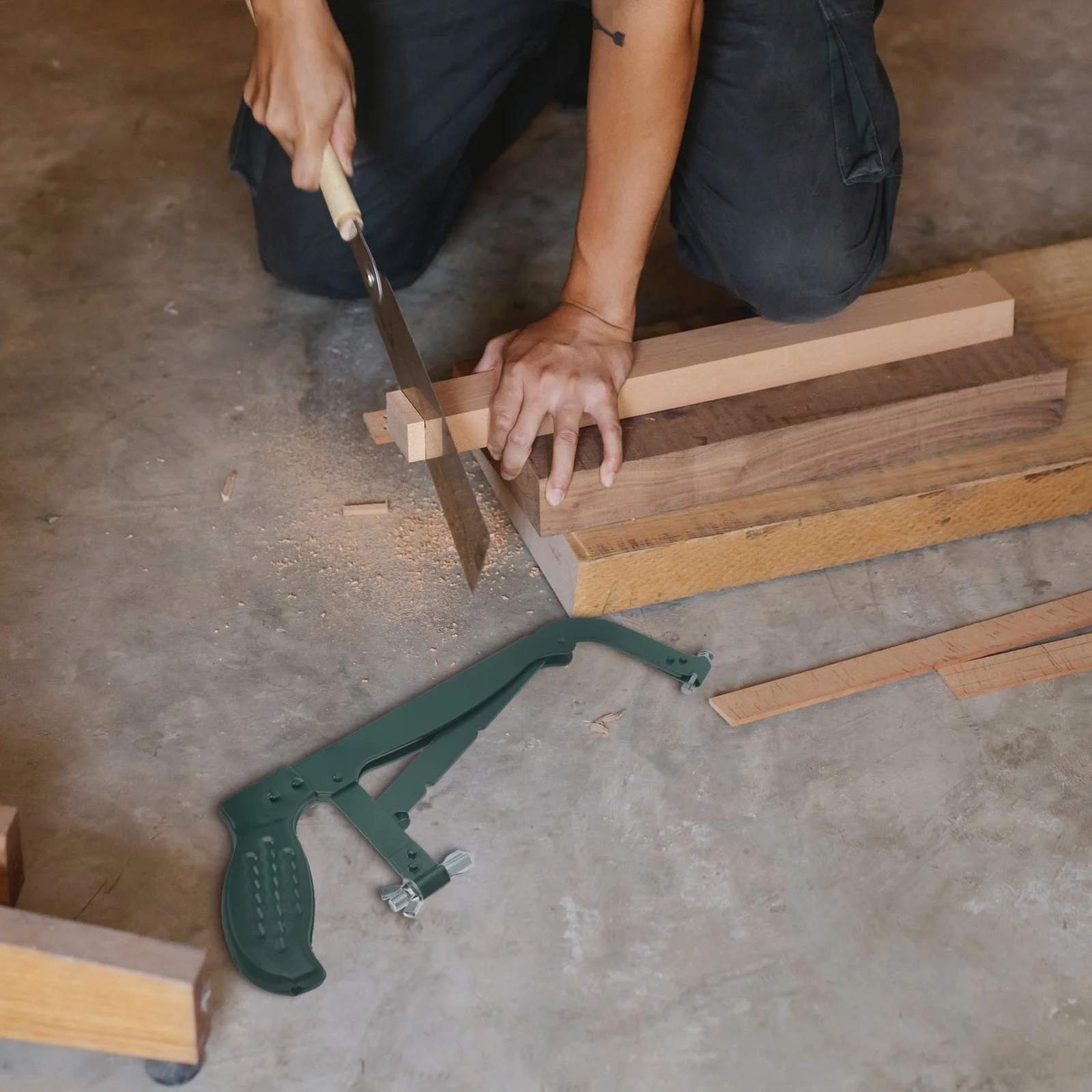 1개 핸드 프레임 휴대용 철제 활형 조절 가능한 텐션 논슬립 핸들 목재 플라스틱 대나무 절단에 이상적