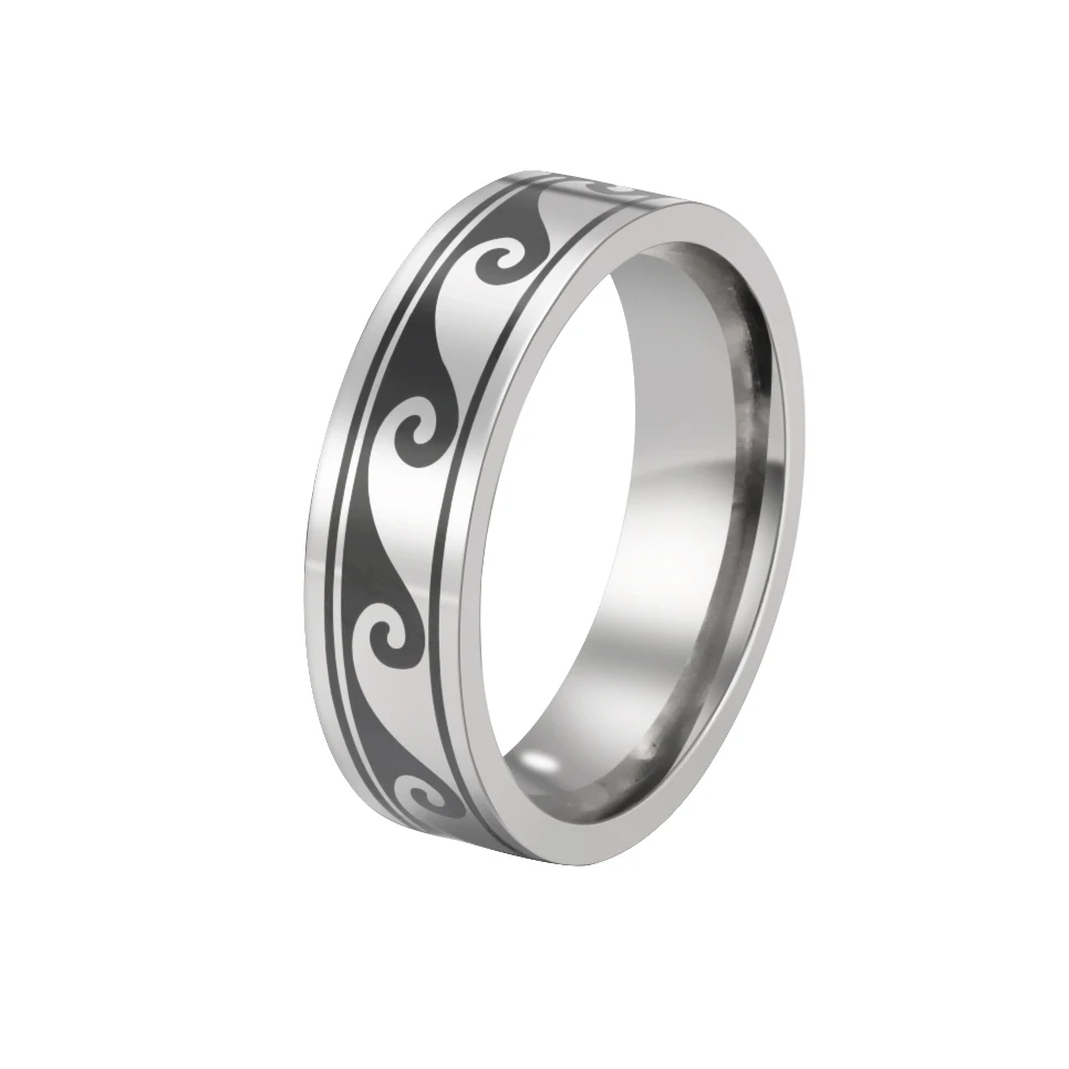 My Shape Mountain Forest Landscape Scenery Rings for Men Women Sea Waves Flower Stainless Steel Finger Ring Fashion Male Jewelry