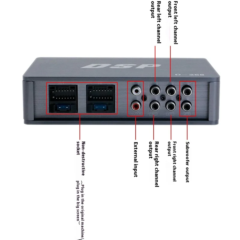 AMPLIFICADOR DE POTENCIA D-268 para coche, procesador de audio digital DSP con Bluetooth, dedicado a la modificación no destructiva específica del coche