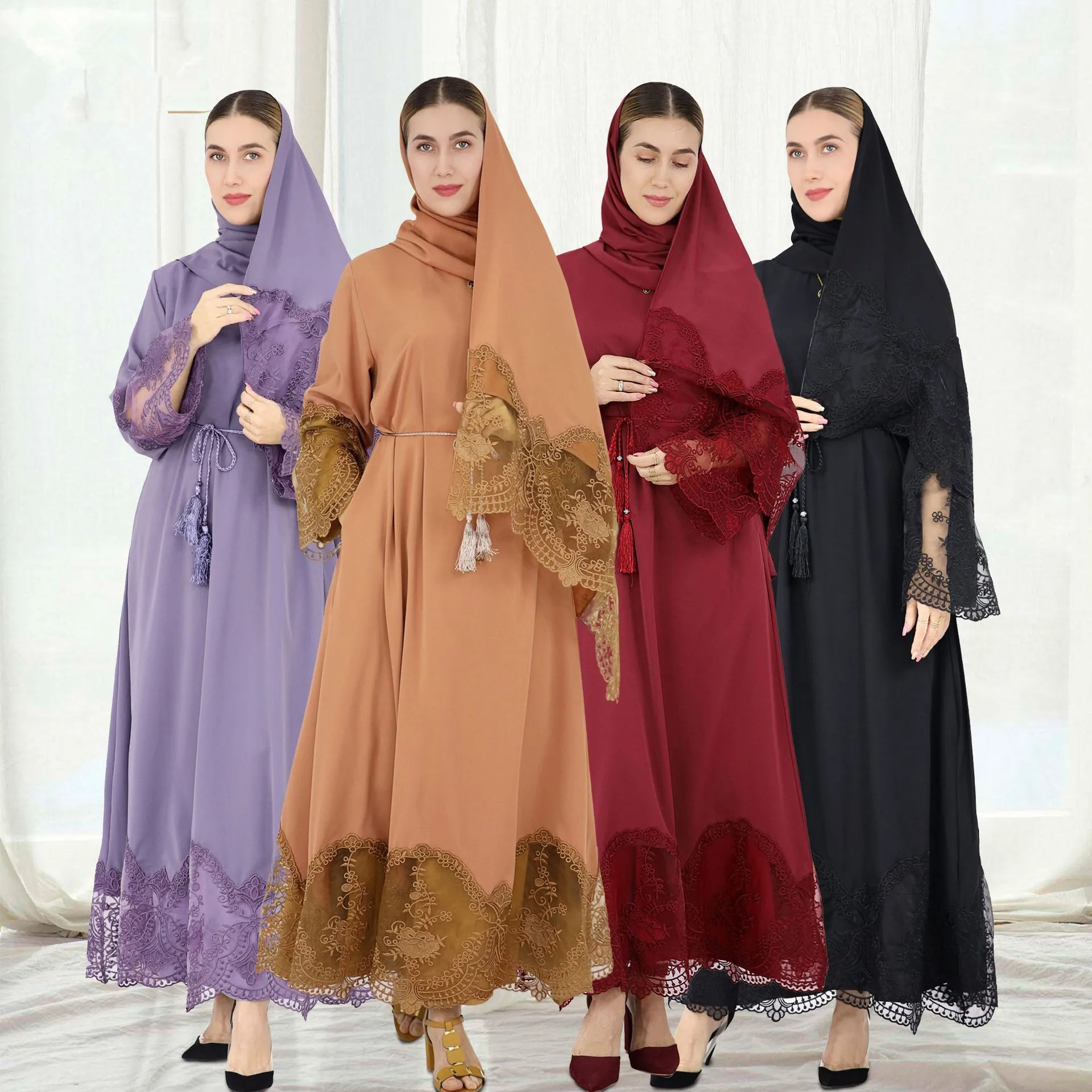 

Muslim Women Embroidery Hijab Dress Dubai Turkey Abaya Eid Ramadan Islamic Jalabiya Scarf Kaftan Femme Musulmane Vestidos Caftan