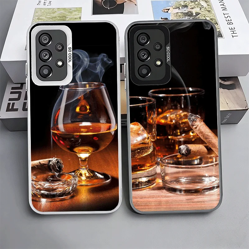Cigar Whiskey Ice Drink Shockproof Phone Case for Samsung A17 A16 A15 A14 A37 A57 A36 A56 A26 A35 A55 A25 A34 A54 A24 A13 A23 A3
