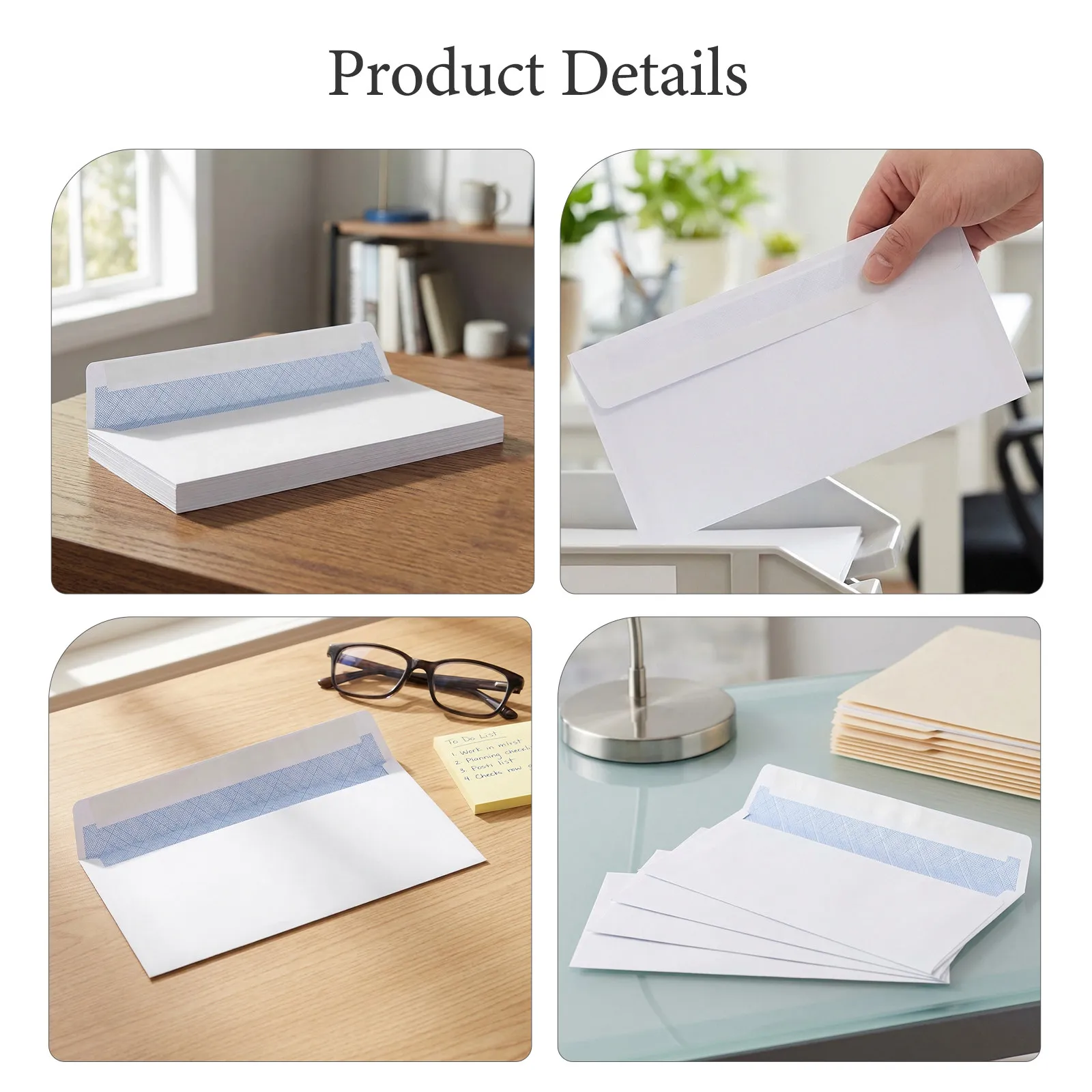 100Pcs Letter Size Security Envelopes Self Seal White Mailing Envelopes Office Document Payroll Blank view 3