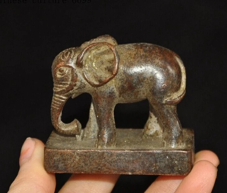 2'' Chinese bronze wealth auspicious Lucky animal Elephant Feng Shui statue