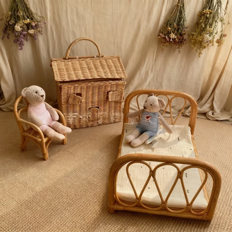 

1 шт. 40*28*27 см Ins реквизит для фотосъемки новорожденных маленькая тканая кукла и кукольная кровать полнолуние фотосессия детская кровать милые детские сувениры