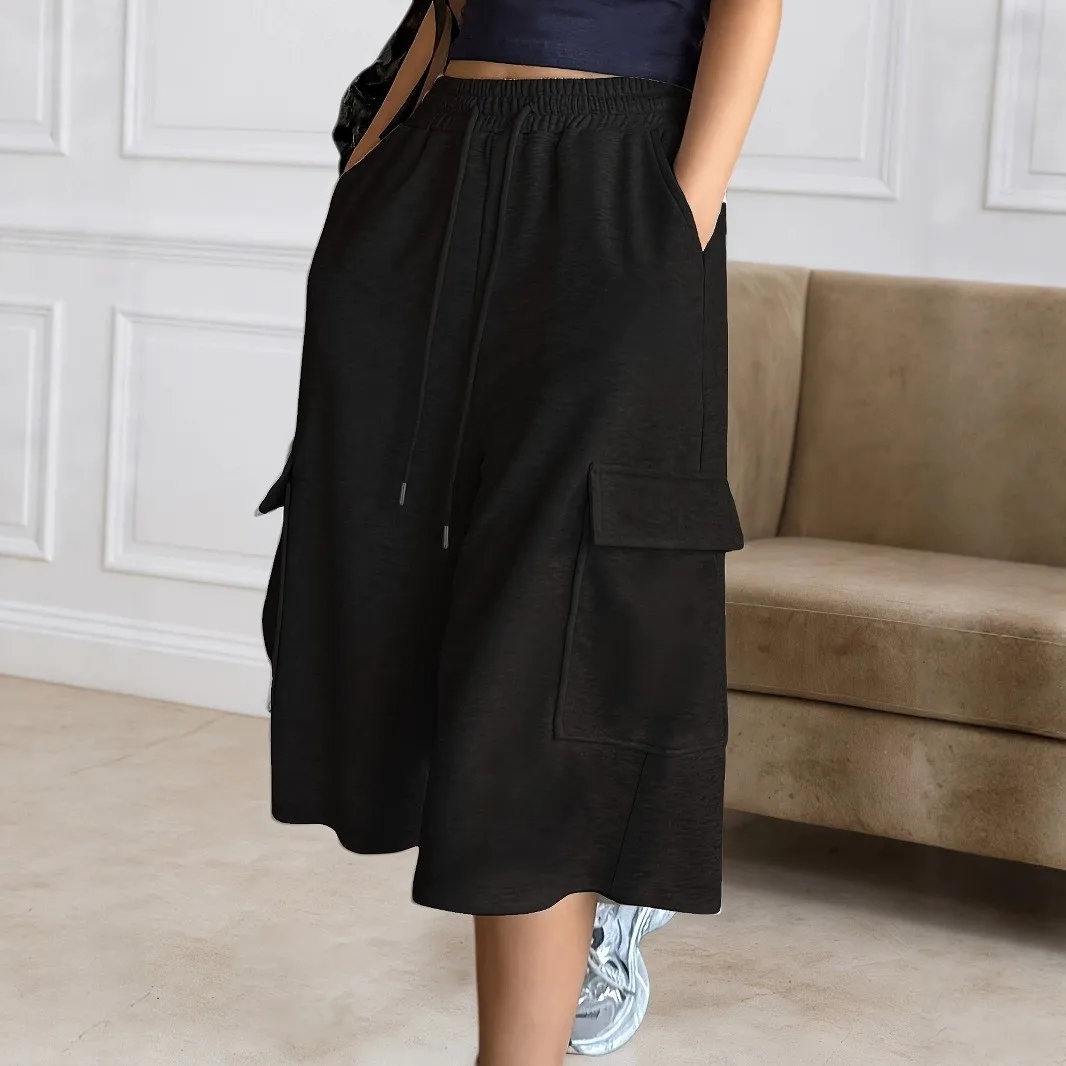 Women's High Waist Loose Fit Knit Shorts Gray Summer Capri Length Slimming Straight Medium Weight Cheap Clothing Free Shipping