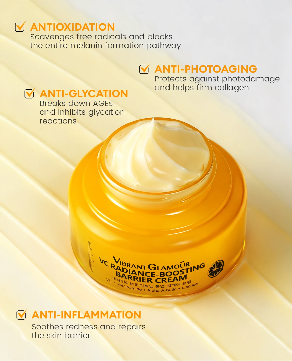 VIBRANT GLAMOUR Neu eingetroffenes VC-Hautpflegeset aus drei Teilen, Anti-Aging, reduziert Melanin, erfrischend und leicht einziehbar. – Detail 5