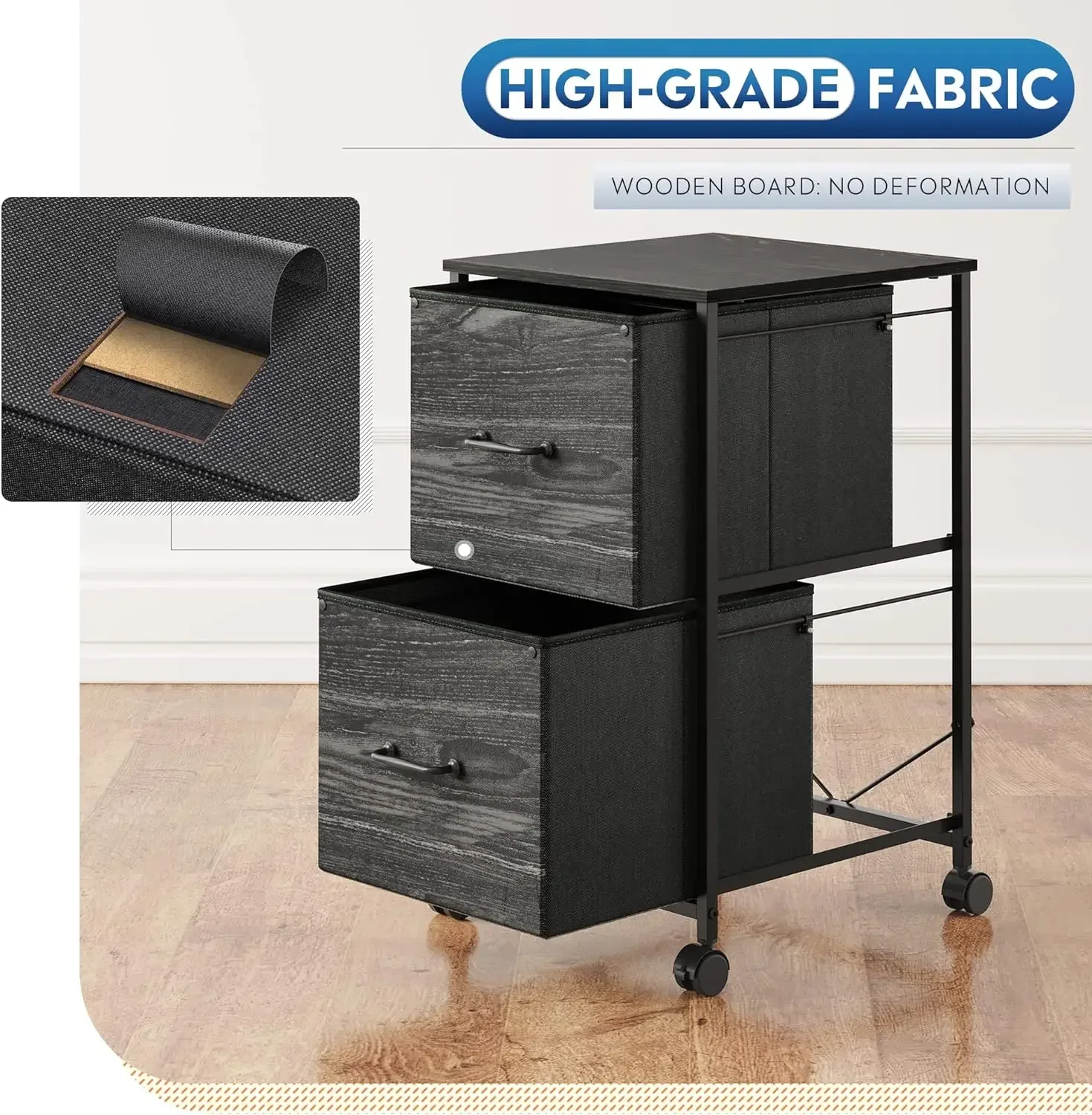yDrawer Mobile File Cabinet, Rolling Printer Stand, Fabric Vertical Filing Cabinet fits A4 or Letter Size for Home Offi