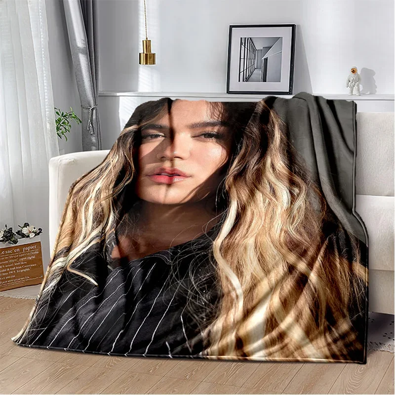 Karol G Singer HD Blanket Fashion Sofa Air Conditioning Fashionable Leisure Office Travel Cover Blanket Soft Customizable Throw